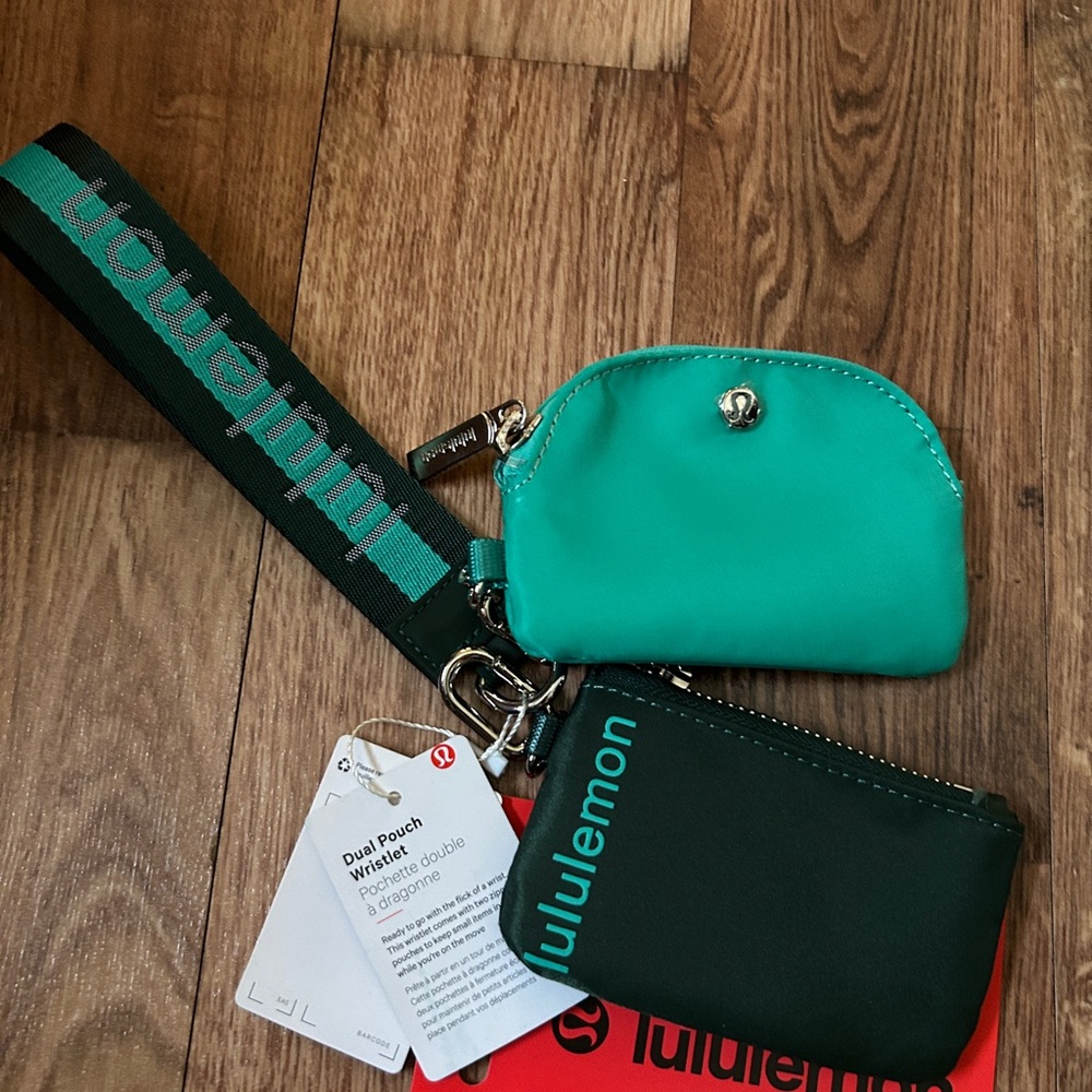 Lululemon Dual Pouch Wristlet in shades of green
